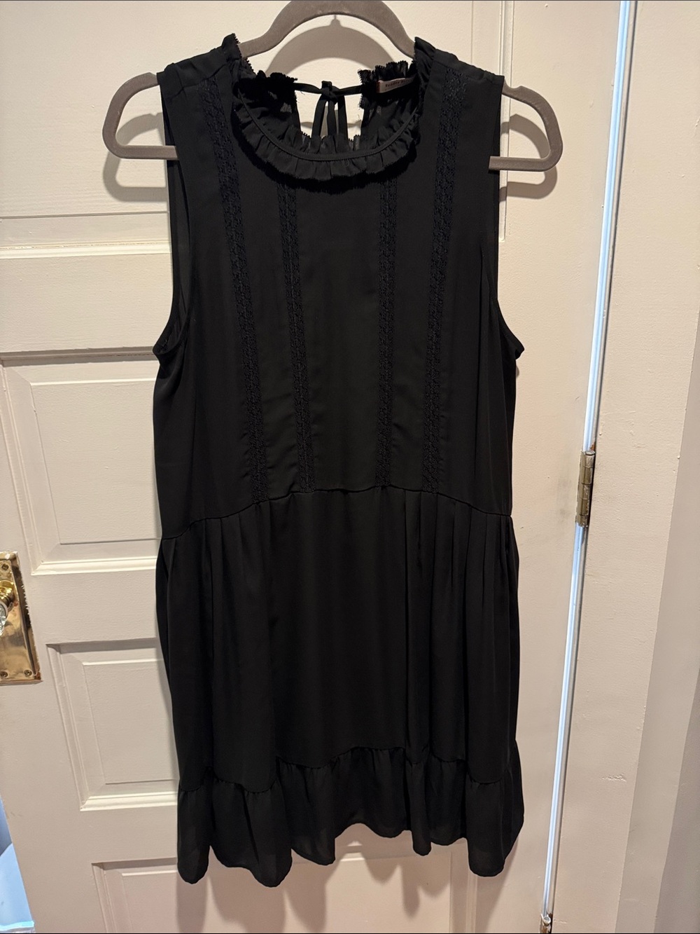 Sunday Best Black Sleeveless Ruffle-Neck Dress